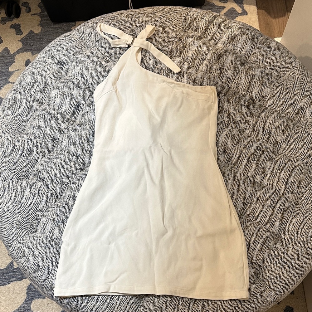 With Jean White Asymmetric Halter Mini Dress - Picture 4 of 7